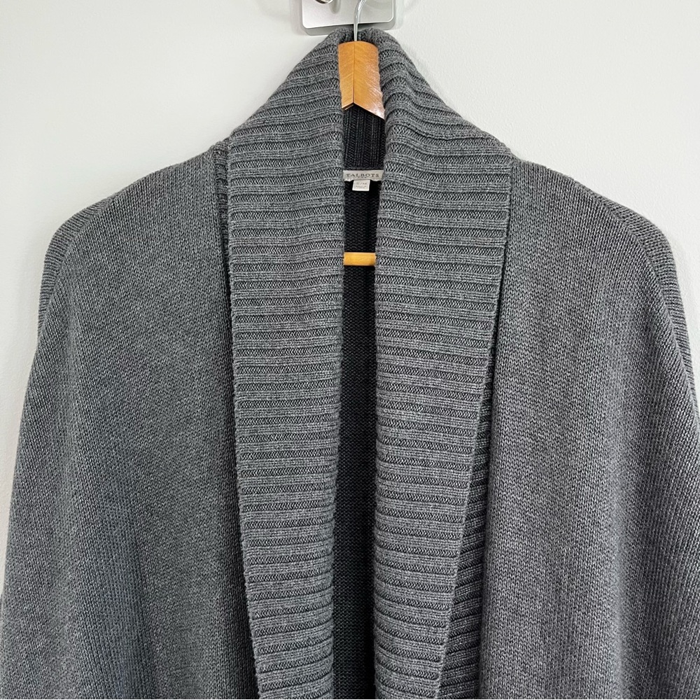 Talbots Charcoal Knit Poncho Fall Cardigan Size Small/Medium - Picture 2 of 8
